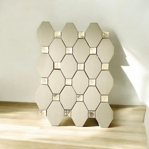 Silver Wit Diamond Metal Kitchen Decor | Bedroom Wall Decor Peel and Stick Backsplash Tiles Self Adhesive Interior Wall
