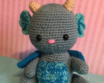 Playful Water Dragon - handmade, crochet dragon, stuffies, crochet gifts, crochet toys, amigurumi, dragon amigurumi, dragon