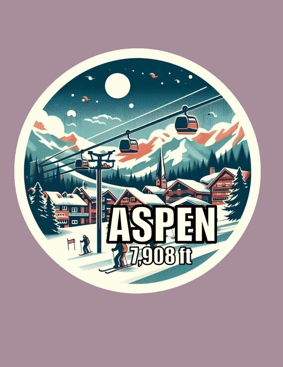Autocollants Vinyle Qualité Supérieure - Thème Skieur Aspen Colorado - Neuf