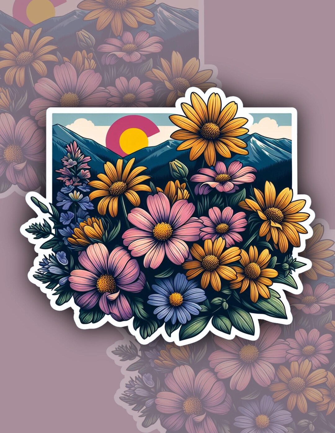 Colorado Flag Mountain & Daisy Vinyl Sticker: Colorado Pride - Etsy