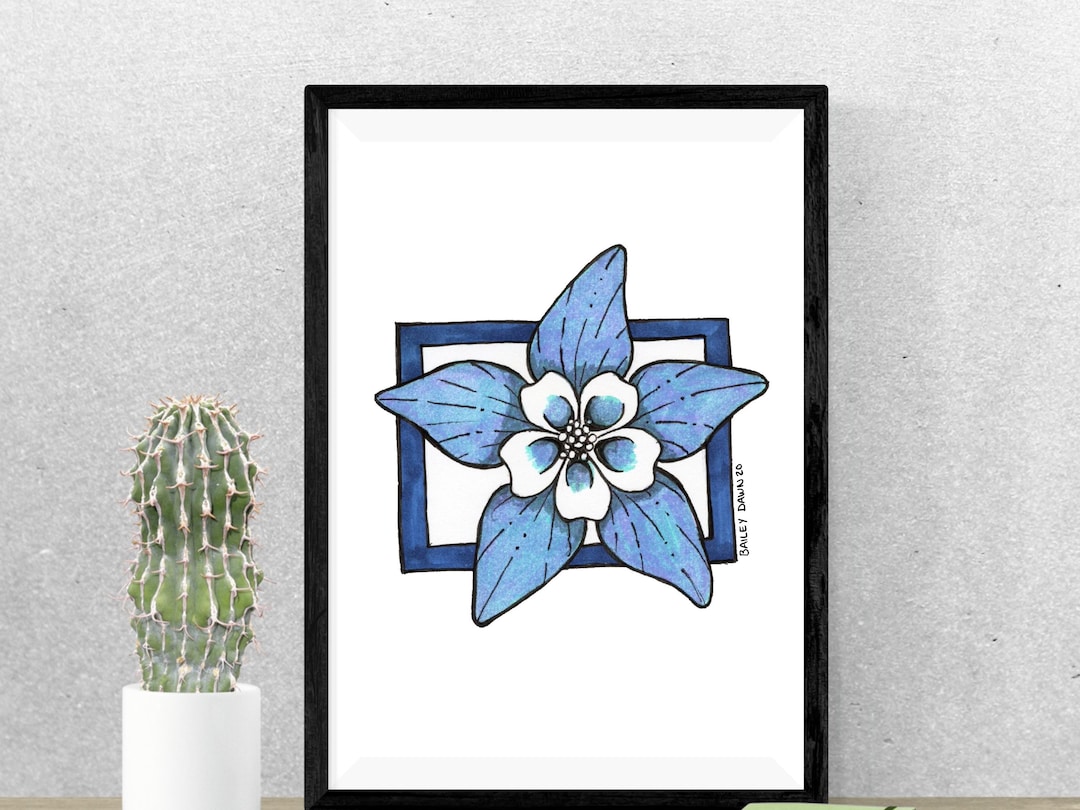 Colorado Columbine Art Print: Rocky Mountain Blue Flower - Etsy