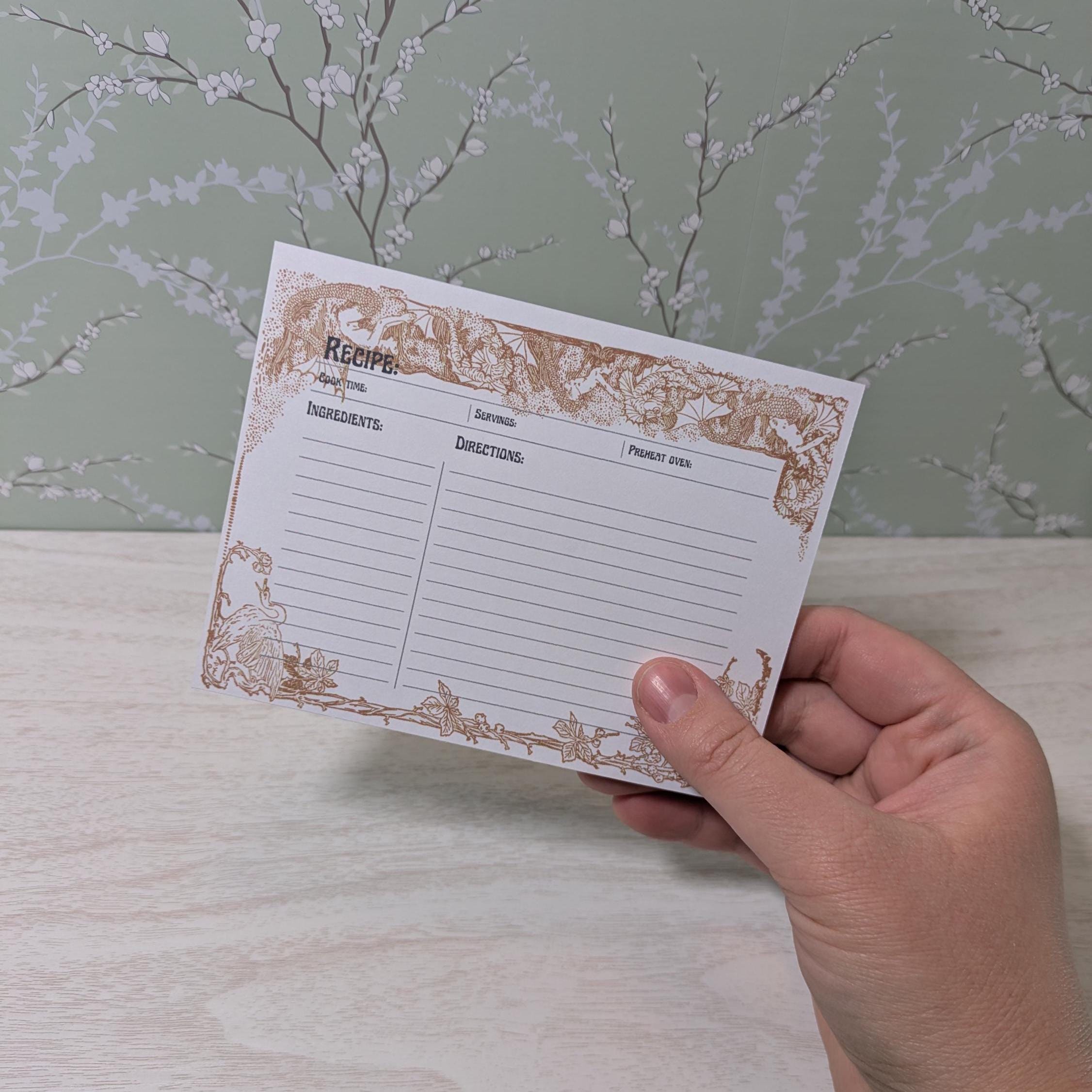 Medieval Golden Filigree Recipe Cards: Cottagecore Kitchen Decor - Etsy
