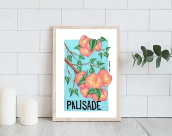 Palisade Peaches Print, Palisade Colorado Original Artwork, 5x7, 8.5x11, Colorado Painting print, Western Slope beauty, Unique artwork