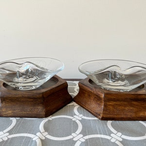 Set of 2 Fostoria Clear Glass Nosegay Etched Candle Holders