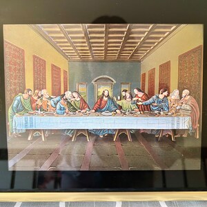 Vintage 1985 Framed Metal Etching &quot;The Last Supper&quot; 8&quot; x 10&quot;