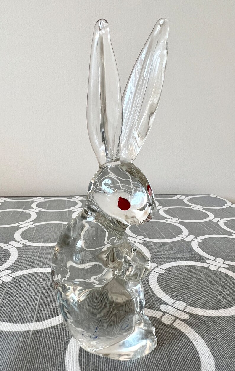 Vintage Reijmyre Sweden Clear Glass Rabbit Figurine With Red Glass Eyes ...