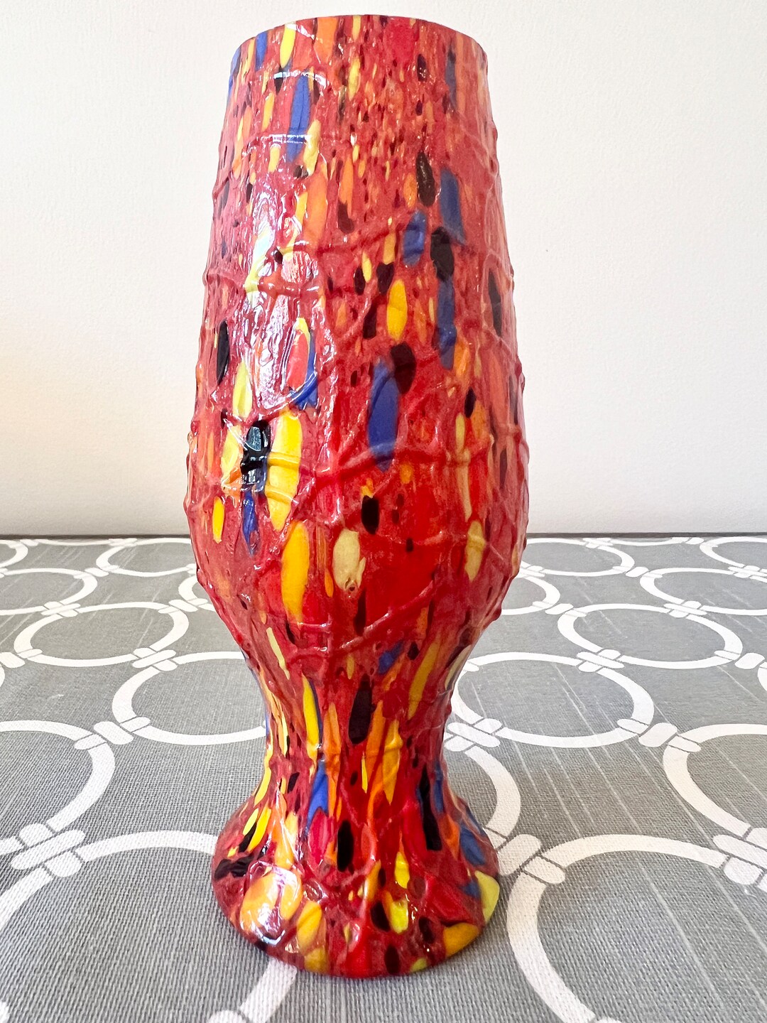 Vintage Orange Textured Splatter Glass Vase 6 - Etsy
