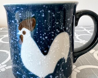 Vintage Otagiri Blue Speckled Chicken Mug