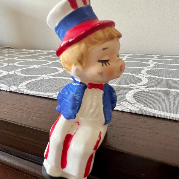 Vintage Lefton Kissing Uncle Sam Shelf Sitter Figurine - 4th of July