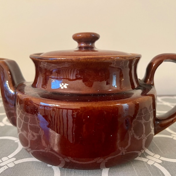 Vintage USA Pottery Brown Glazed Teapot