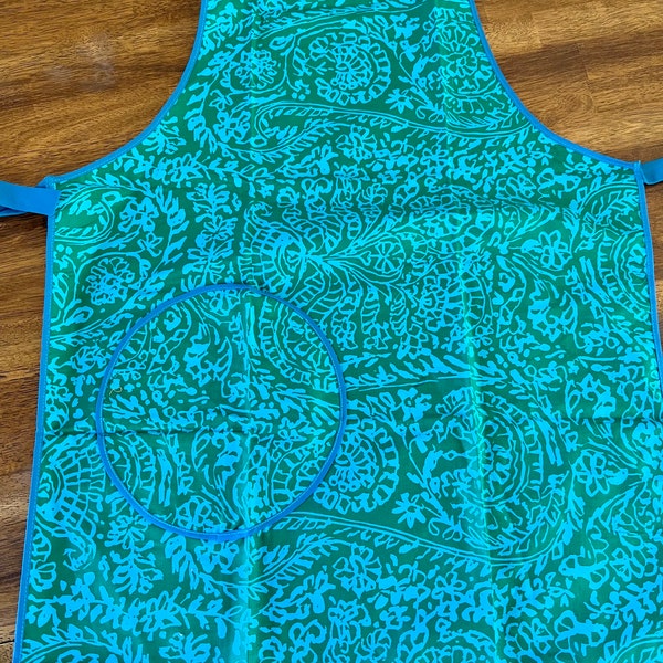 Vintage Vera Neumann Cotton Blue/Green Patterned Full Apron