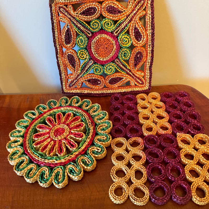 Straw Trivets Colorful - Etsy