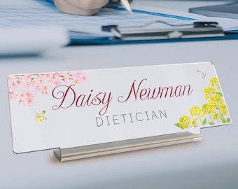Personalized Desk Name Plate, Acrylic Desk Plate, Graduation Gift, Desk Accessories, New Job Gift, Office Gifts for Boss Coworkers