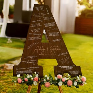 Personalized Wedding Guest Book Alternative: Initial Letter Sign, Wood Wedding Welcome Sign, Custom Letter Guest Book, Wedding Guest Sign