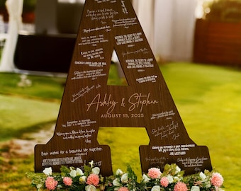 Personalized Wedding Guest Book Alternative: Initial Letter Sign, Wood Wedding Welcome Sign, Custom Letter Guest Book, Wedding Guest Sign