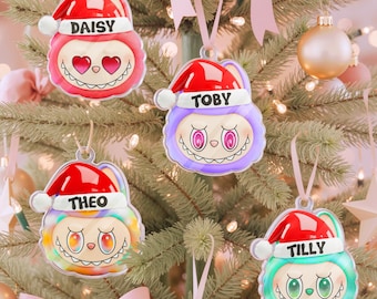 Personalized Kid Christmas Ornament, Custom Name Kids Ornament, Cute Bunny Acrylic Ornament, Holiday Tree Keepsake, Gift for Child Family