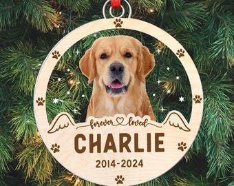 Dog Memorial Ornament, Dog Christmas Ornaments Personalized, Pet Loss Keepsake, Forever Loved Dog Memorial Ornament, Loss of Dog Ornament