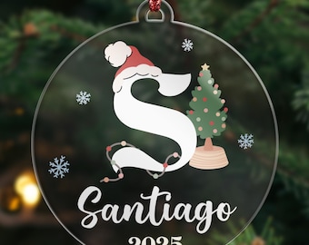 Letter Name Ornament, 2025 Family Ornament, Custom Initial Ornament, Personalized Monogram Ornament Family Christmas Ornament Christmas Gift
