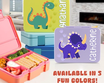 Personalized Kids Bento Box: Insulated Lunch Bag w/ Dinosaur Design, Back to School Gifts for Toddlers, Lunch Box for Kids, Name Lunch Box