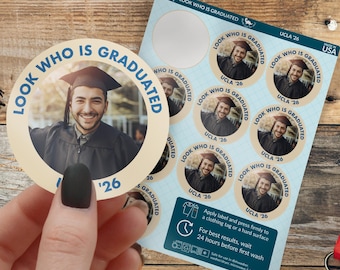 Graduation Gift, Custom Photo Sticker, Face Sticker, Custom Graduation Party Decoration, Alumni Stickers, Personalized Graduation Favors