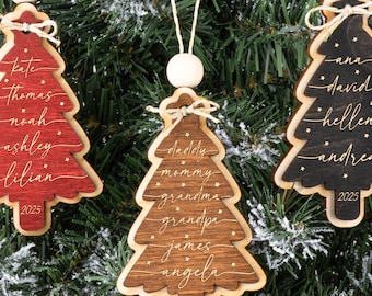 Family Christmas Ornament, Christmas Tree Ornament with Family Names, Christmas Tree Name Ornament 2025, Personalized Family Name Ornament