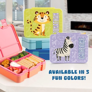 Personalized Kids Lunch Box: Safari Theme Bento Box, Back to School Gifts for Kids, Custom Name Lunch Box, Lunch Box for Kids Personalized