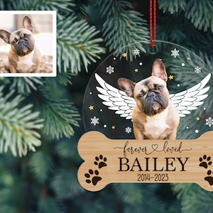 Dog Memorial Ornament, Custom Dog Photo Ornament, Dog Christmas Ornaments Personalized, Pet Loss Keepsake, Forever Loved Dog Ornament