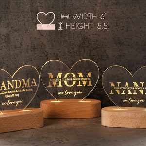 personalized night light for mom, mom gifts, mothers day gifts