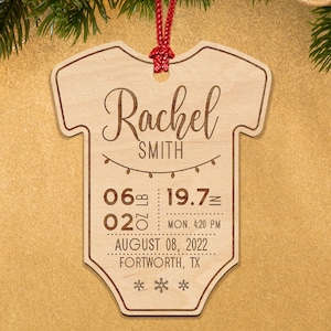 Baby's First Christmas Ornament 2023, Personalized Birth Stats, Baby Announcement, Newborn, New Baby Gift, Laser Engraved First Baby Gift