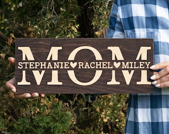 Mothers Day Gift, Personalized Mom Gift, Custom Gift for Mom, Custom Mom Sign, Mom Wood Sign, Custom Mom Gift Mom Wooden Sign Gift from Kids