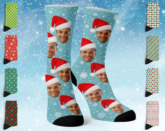 Custom Face Socks for Christmas, Socks with Faces, Photo Sock, Personalized Sock w Photo for Men & Women, Christmas Gag Gift, Gift for Him