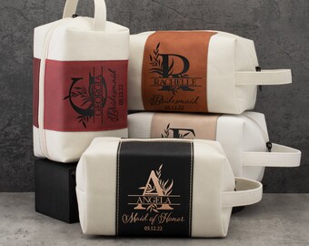 Bridesmaid Cosmetic Bag, Makeup Bag Personalized Gift for Her, Bridesmaid Proposal Gift, Bachelorette Gift, Bridal Shower Gifts, Bride Gift