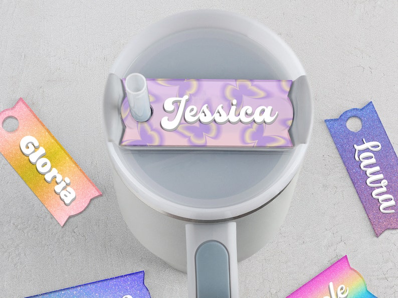 Stanley Name Tag Glitter, Personalized Name Plate for Stanley Tumblers, Customized Acrylic Name Plate for Stanley Lids, Gift for Her, Mom image 8