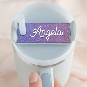 Stanley Name Tag Glitter, Personalized Name Plate for Stanley Tumblers, Customized Acrylic Name Plate for Stanley Lids, Gift for Her, Mom image 10