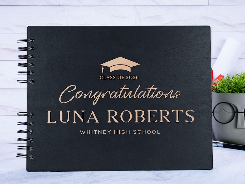 Graduation Guest Book, Graduation Book, Photo Book Junior High School College Graduate Guest Book 2026 Personalized Graduation Gift for Her image 1