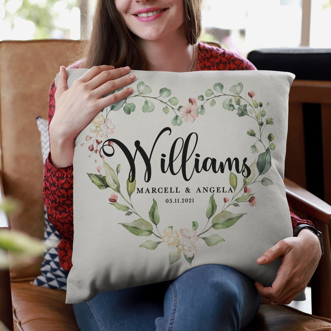 Personalized Pillow for Couples, Custom Pillowcase W/names 16x16 Inches