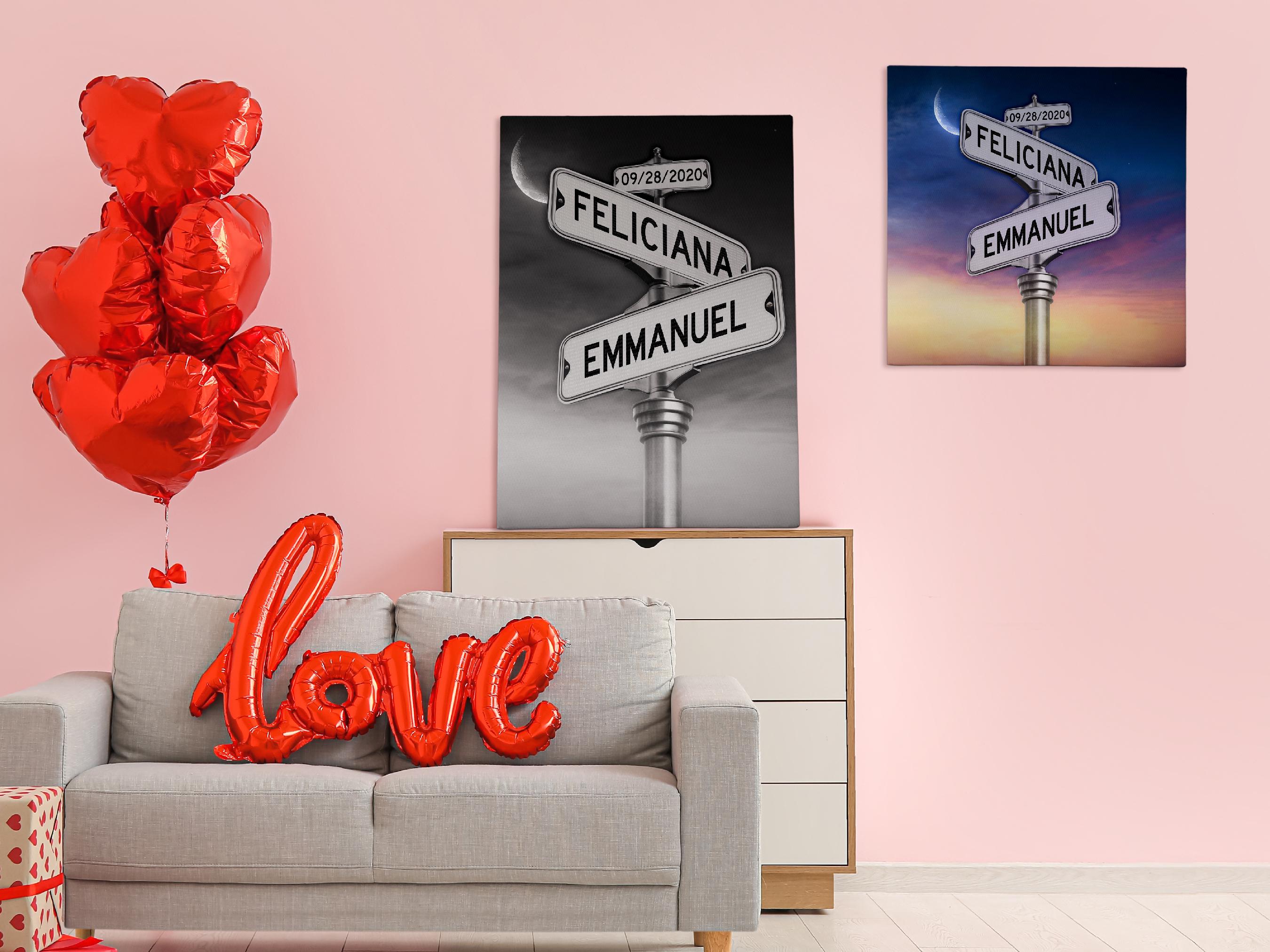 Strret Sign Photo Cards Personalized Canvas Vintage Street Sign for Couples, Valentines Gifts ...