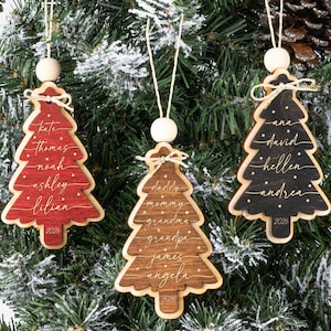Family Christmas Ornament, Christmas Tree Ornament with Family Names, Christmas Tree Name Ornament 2026, Personalized Family Name Ornament
