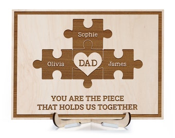 Dad Puzzle Sign, Birthday Gifts for Dad, Personalized Gifts for Dad, Puzzle Sign, Dad Wood Sign Gifts from Kids, Personalized Sign for Dad