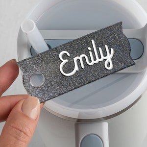 Stanley Name Tag Glitter, Personalized Name Plate for Stanley Tumblers, Customized Acrylic Name Plate for Stanley Lids, Gift for Her, Mom image 7