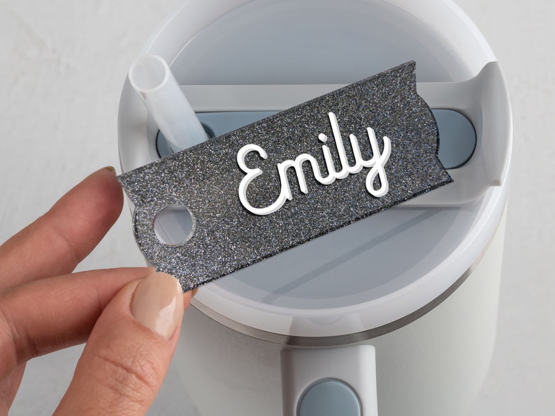 Stanley Name Tag Glitter, Personalized Name Plate for Stanley Tumblers, Customized Acrylic Name Plate for Stanley Lids, Gift for Her, Mom image 7