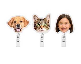 Custom Photo Badge Reel, Retractable ID Holder, Dog Cat Badge Reel, Nurse Badge Reel, Personalized Badge Reel Holder, ID Badge Gifts for Her