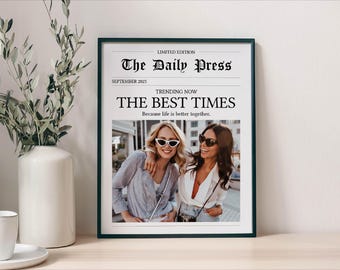 Custom Newspaper Print, Birthday Gift for Friend, Custom Friendship Wall Art, College Dorm, Best Friend Gift, Girl Dorm Room Decor