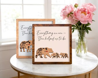 Personalized Mama Bear Sign, Mothers Day Gifts, Animal Family Sign, Custom Gifts for Mom, Grandma, Elephant Family Sign, Mom Gifts from Kids