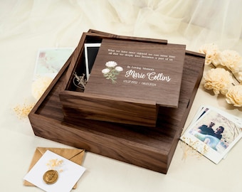 Memorial Gift Box, Personalized Wooden Memorial Photo Keepsake Box, Memorial Keepsake, Sympathy Gift, Bereavement Gift, Remembrance Gift