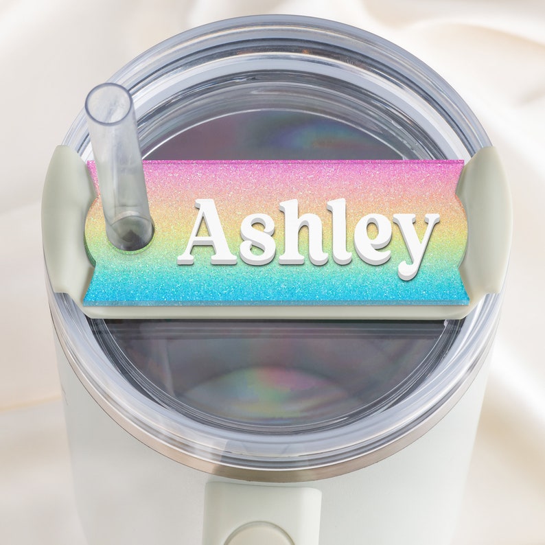 Stanley Name Tag Glitter, Personalized Name Plate for Stanley Tumblers, Customized Acrylic Name Plate for Stanley Lids, Gift for Her, Mom image 9