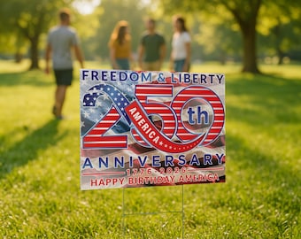 USA 250th Anniversary Garden Sign, Independence Day Yard Sign American Semiquincentennial Yard Banner 4th of July Decor 250 Years of Freedom