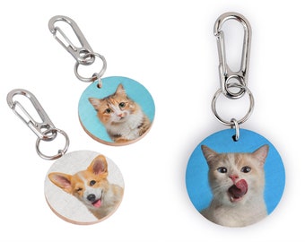 Custom Pet Portrait Keychain, Dog Photo Keyring, Personalized Dog Mom Keychain, Customized Cat Keepsake Gift Pet Lover Tag Pet Keychain Gift