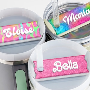 Stanley Name Tag Glitter, Personalized Name Plate for Stanley Tumblers, Customized Acrylic Name Plate for Stanley Lids, Gift for Her, Mom image 1