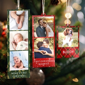 Photo Strip Ornament, First Christmas Married Ornament, Personalized Photo Frame Ornament Newlywed Gift, Wedding Gift Couple Christmas Gift